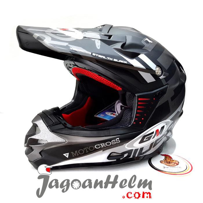 GM HELM SUPER CROSS RIDER X | BLACK SILVER DOFF | MOTOCROSS TRAIL