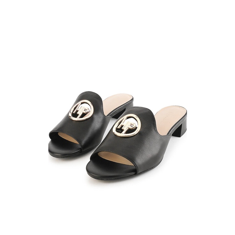 SANDAL HEEL WANITA HUSH PUPPIES ORIGINAL HEELS KULIT ASLI HITAM HW09