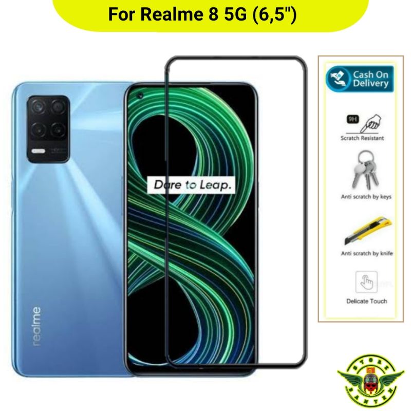 TG Realme 8 5G Tempered Glass - Gorila Glass. Anti Gores Tg 8 5G 2021 Ful Lem Presisi Full Layar