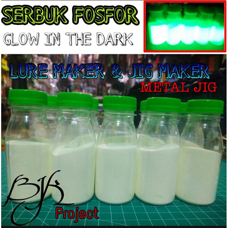 FOSFOR METAL JIG, SERBUK STRONIUM HALUS GLOW IN THE DARK (BJK)