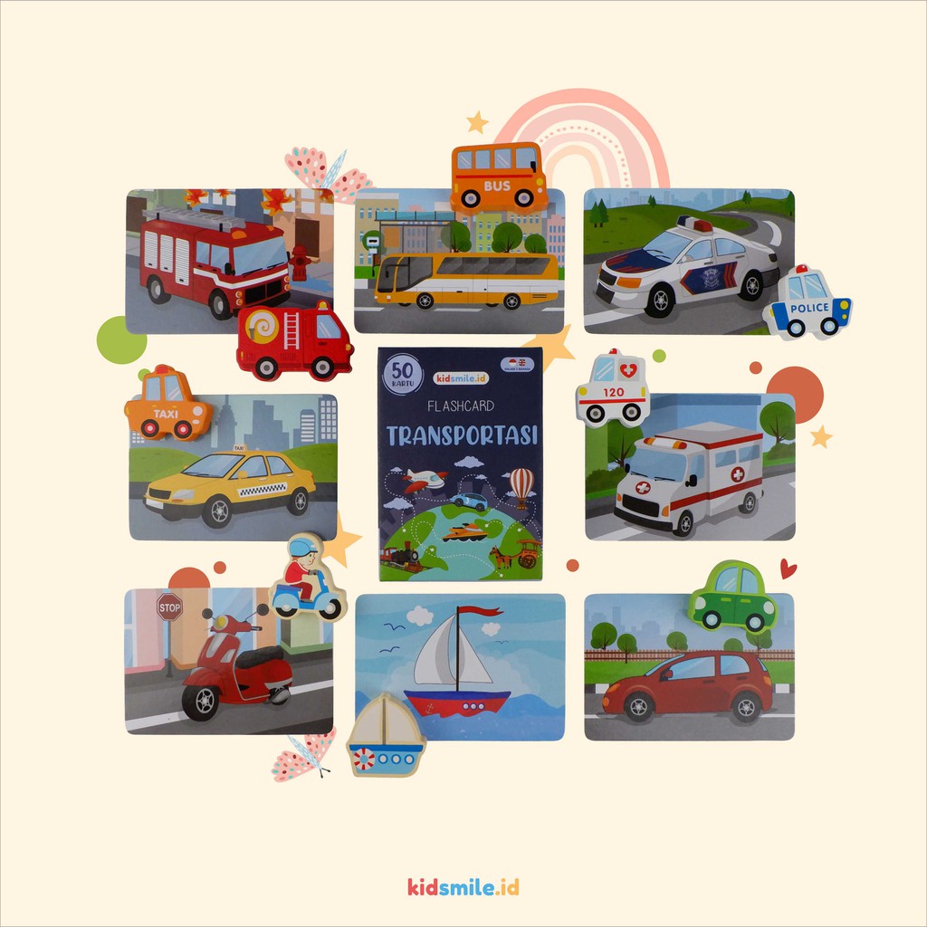 Flash Card Kidsmile TRANSPORTASI Flashcard Anak Mainan Edukasi Anak Flash Card Anak Flashcard Kidsmi