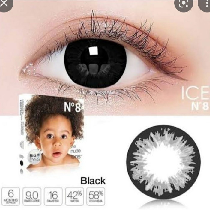 Promo - Softlens Ice N8 Plano - Soflen X2 Ice No8 Nude Lens - SOFLENS BIG EYES - Abu-abu - Sedia 1 p