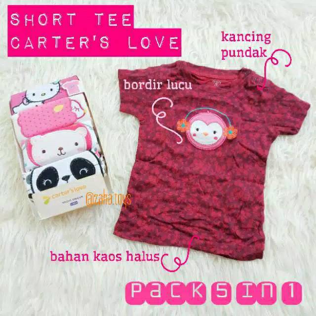 Carters Short Tee 5in1 GIRL [BISA PILIH MOTIF] Shirt 3-24m Kaos Lengan Pendek Baby Bayi Carter Love