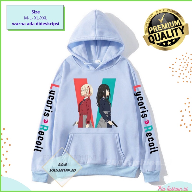 Jaket Sweater Takina Chisato Anime Lycoris Recoil Pullover Hoodie Kawaii Japan