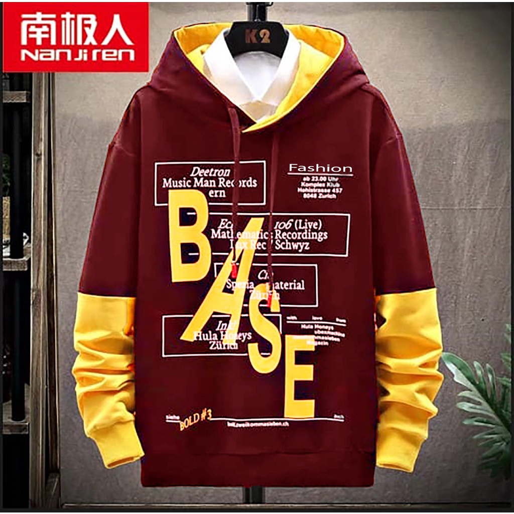 KIYOWO-Baju Sweater Hoodie Harvin Pria Lengan Panjang