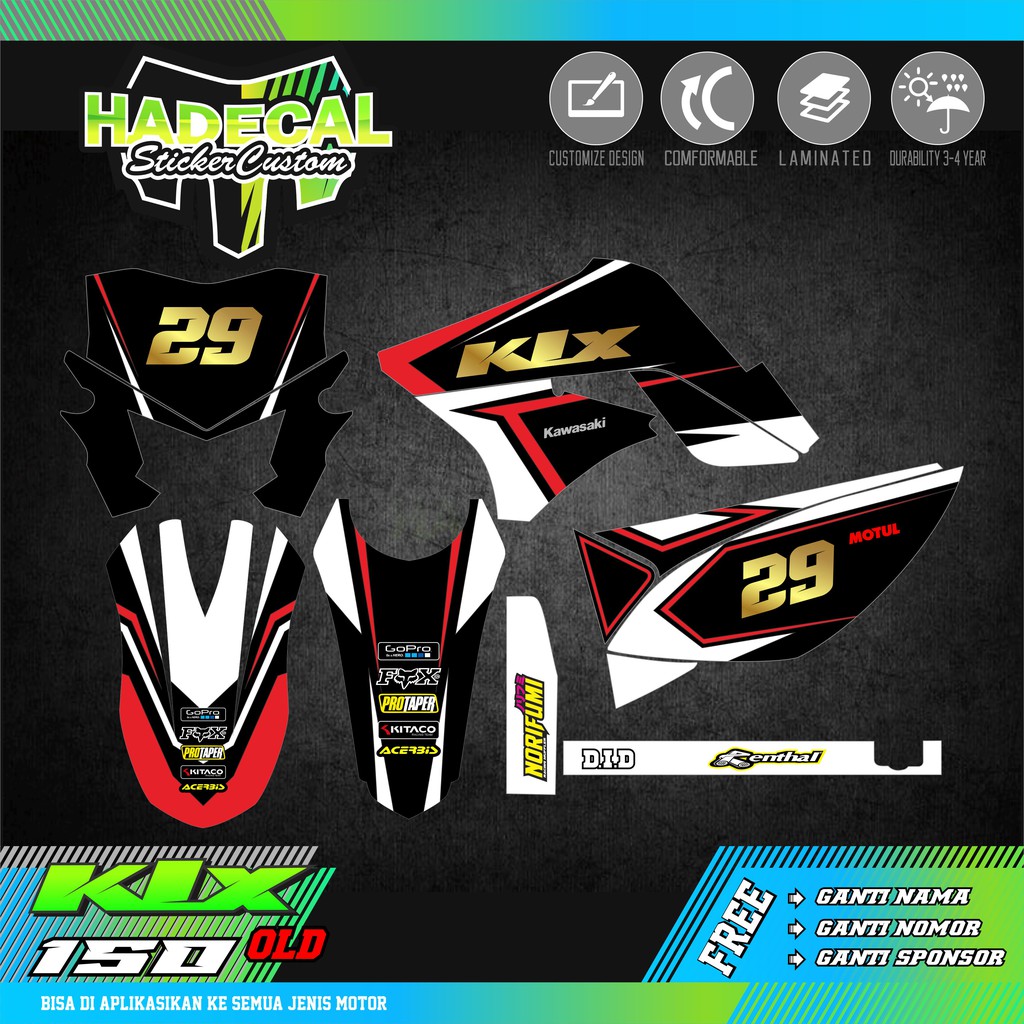 DECAL STICKER KLX 150 OLD KOMBINASI GOLD