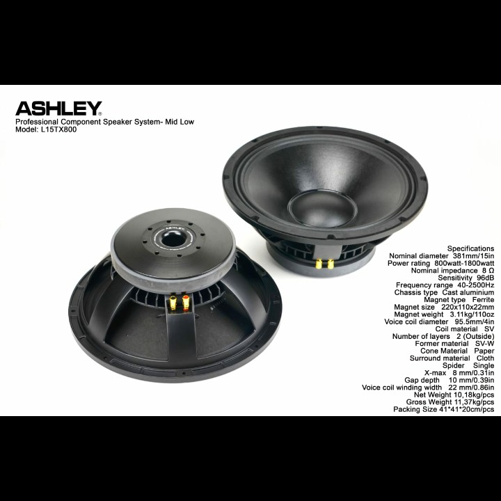 Speaker Ashley 15TX800 L15TX800 15inch Voice coil 4inch