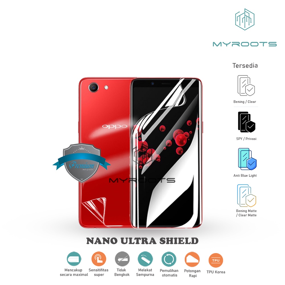 ANTI GORES JELLY HYDROGEL OPPO F7 - Myroots Anti Spy - Blue -Glare Matte Screen protector