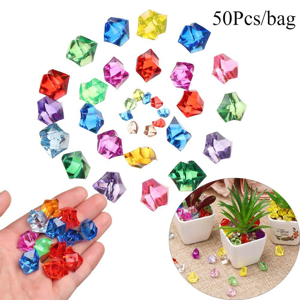 Wonder 50Pcs/bag Batu Buatan Art DIY Craft Pernikahan Ornamen Warna-Warni Batu Bulat Aquarium Landscape Pebbles