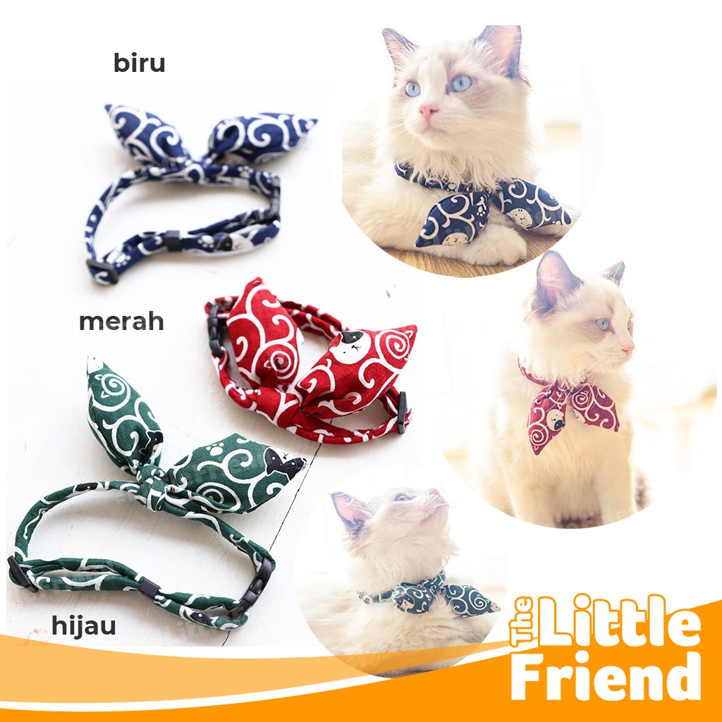 Collar Kalung Dasi Kucing Anjing Japanese Style Adjustable Bisa Diatur