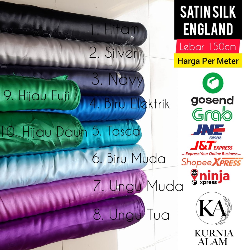 Satin Kain Premium Tebal Tidak Transparan METERAN Warna Ungu Muda Soft Purple Bahan Gaun Wanita Gami