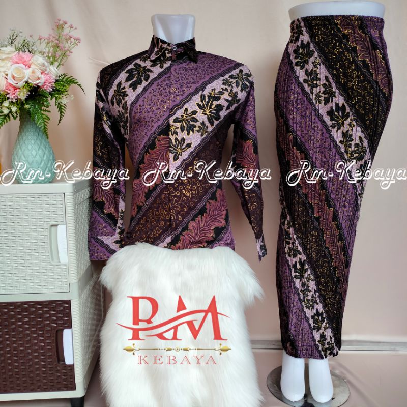 Baju Kemeja Batik Set Couple Rok Plisket Batik