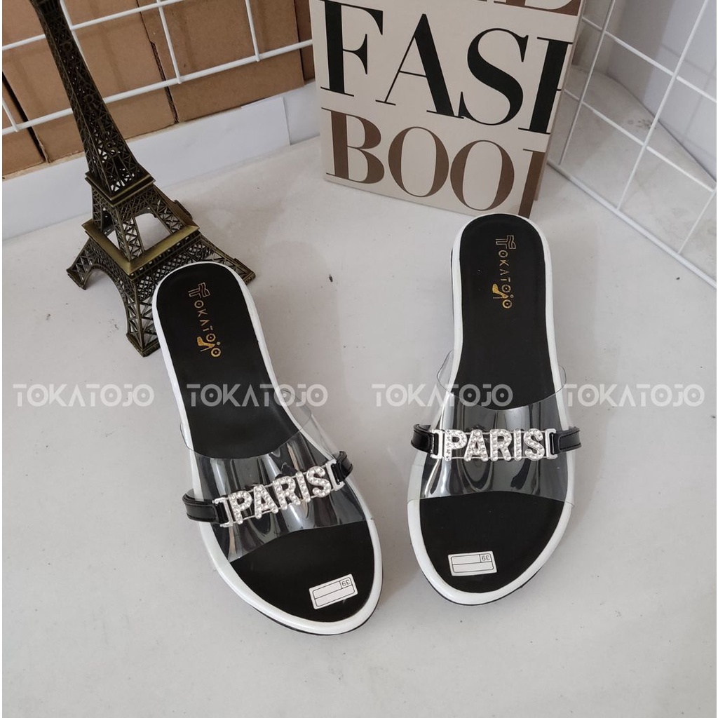 Sandal wedges wanita motif paris new fashion korea terbaru kekinian 2022 Sandal wedges wanita pesta terbaru cute Sandal wedges wanita kasual terbaru di jamin cantik harga murmer