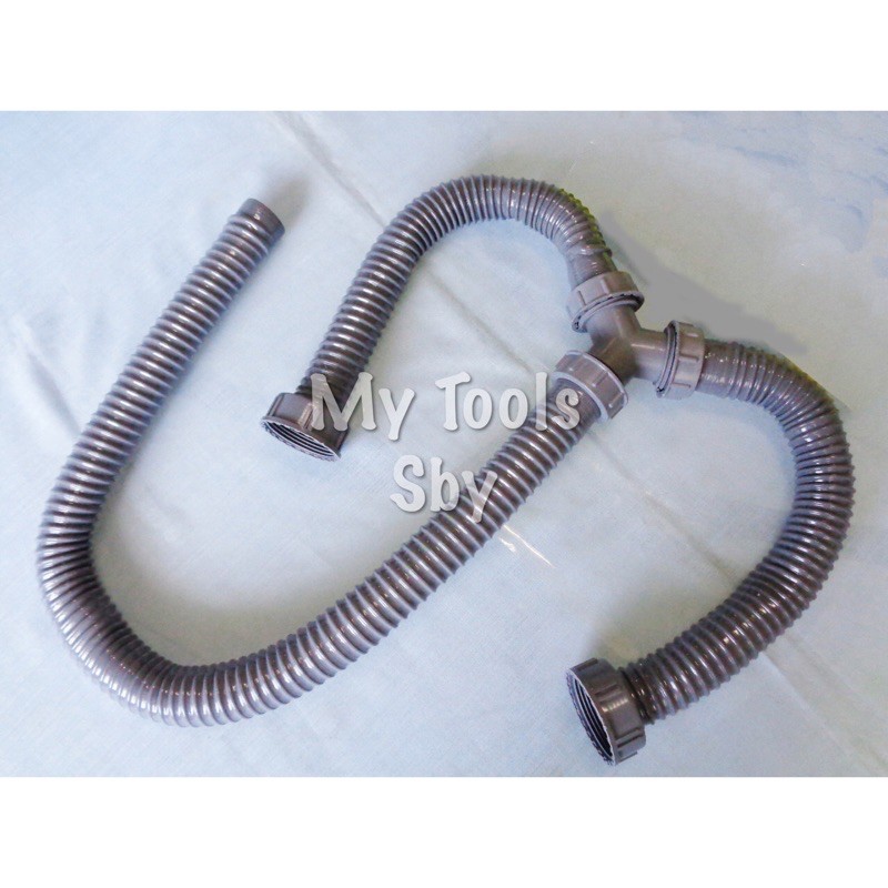 Selang Avur Bak Cuci Piring Double / 2 Lubang Fleksibel AJ