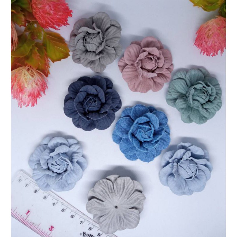 Aplikasi Bunga Suede - Bunga Hiasan Mahar - Bunga Suede Bijian