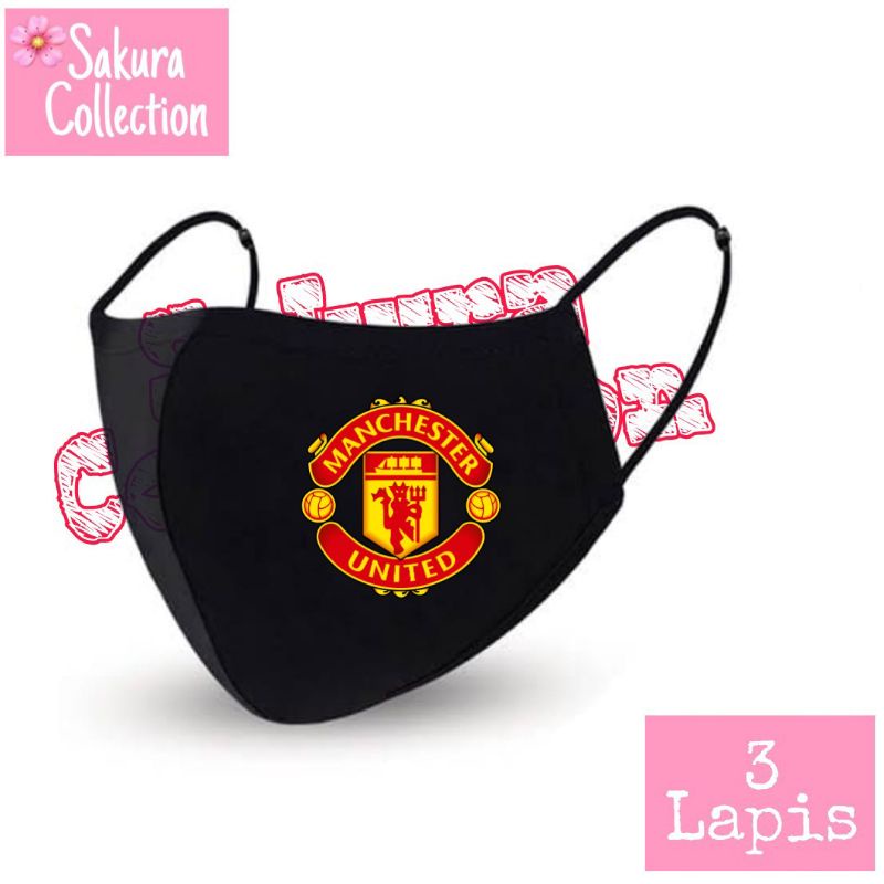 Masker Kain 3 Lapis/ Scuba / Hijab - Manchester United