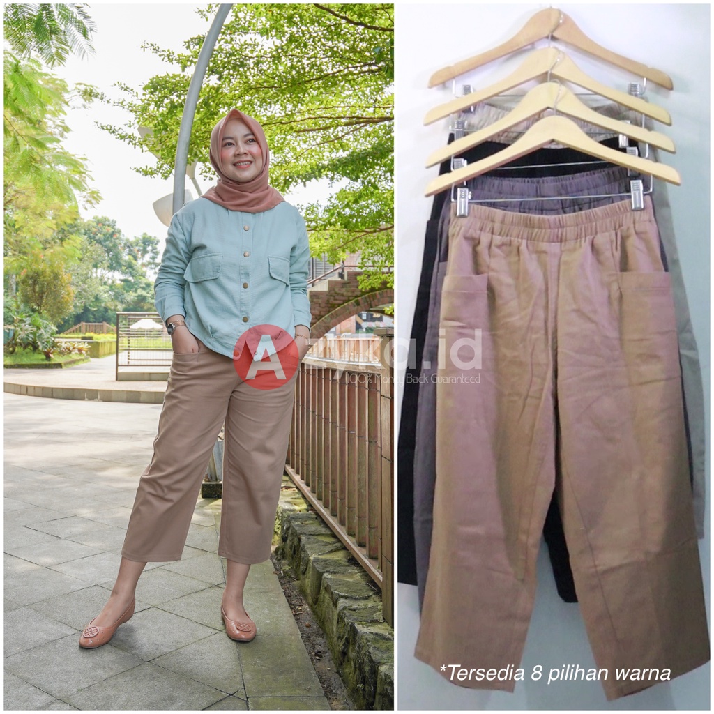 Celana Korean Crop Style Twill Premium HQ Allsize Jumbo