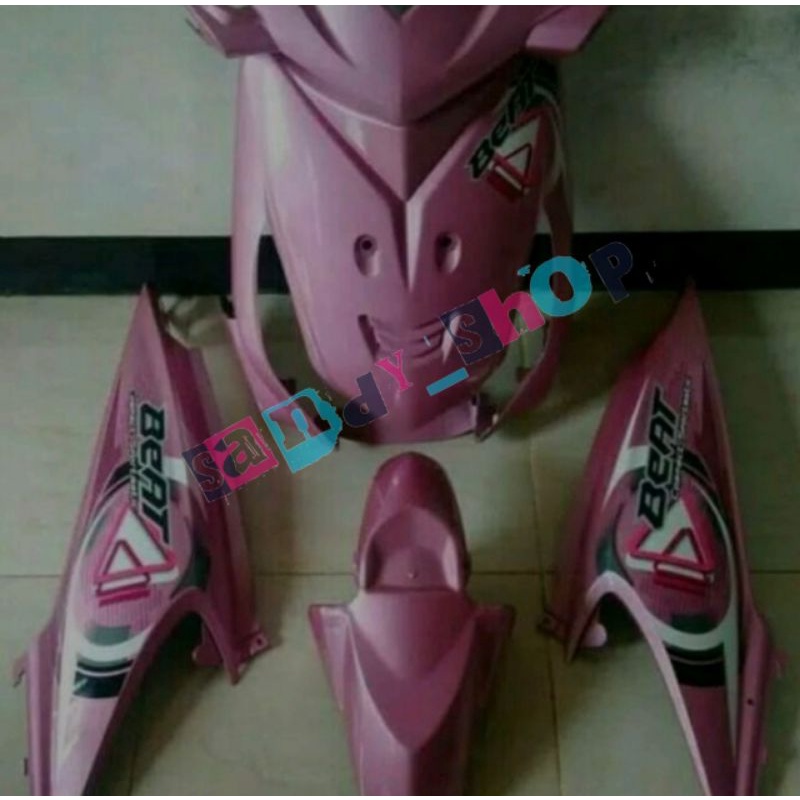 Cover Full Body Halus Honda Beat Karbu 2008-2010 Warna Pink Plus Striping
