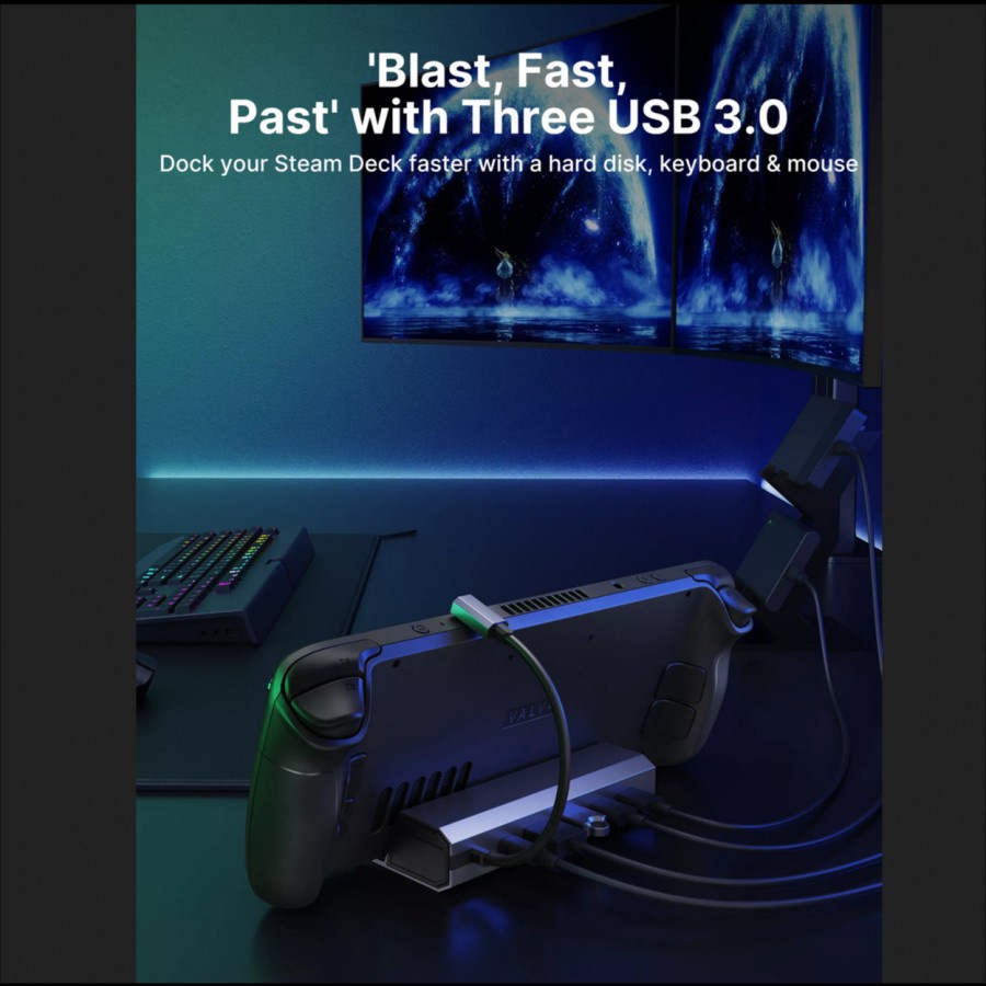 JSAUX 6 in 1 Steam Deck Docking Station USB C Dock for Steam Deck Ipad