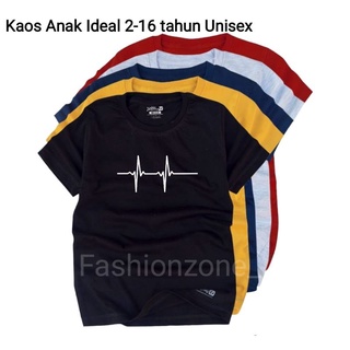 Kaos Anak Detak Jantung Ideal Usia 2-16th Unisex Cowok/Cewek Kaos Oblong Anak Pakaian Anak