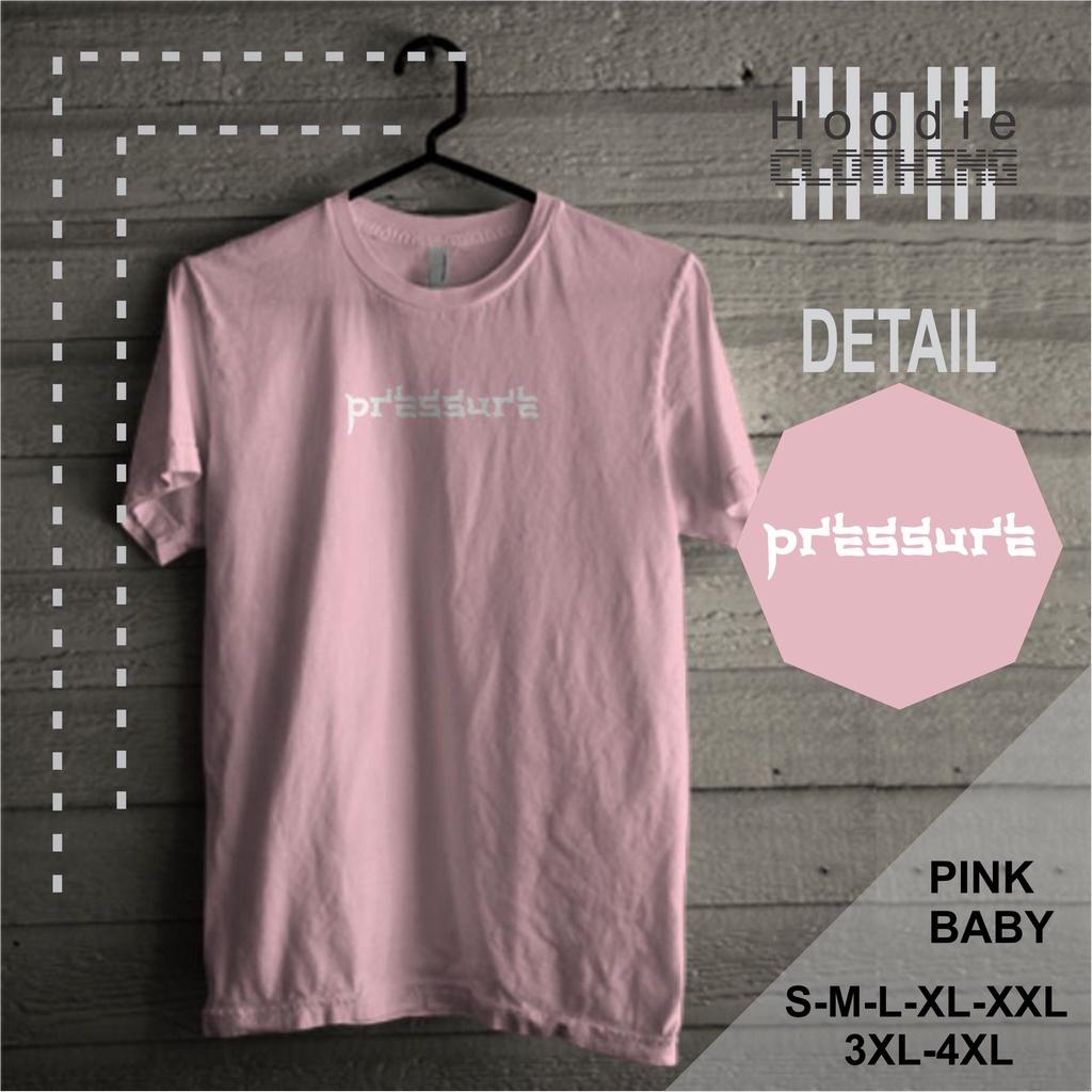 Kaos Pria Distro Jumbo 4XL Keren Motif Pressure 02 Warna Pink Baby Cotton Combed 30s Baju Bandung