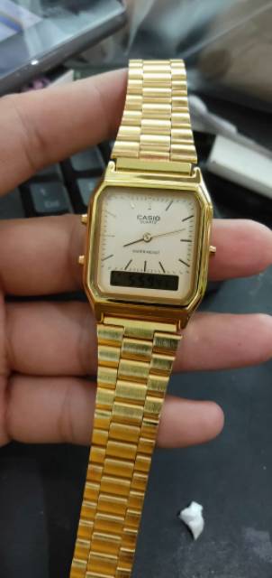 COD  Bayar Tujuan  Jam Tangan Pria / Wanita Casio Rantai Double Time AQ 230