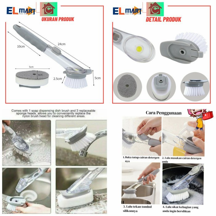 Elmart Sikat Pembersih Serbaguna 2in1 Refill Sabun Cuci Piring Wajan