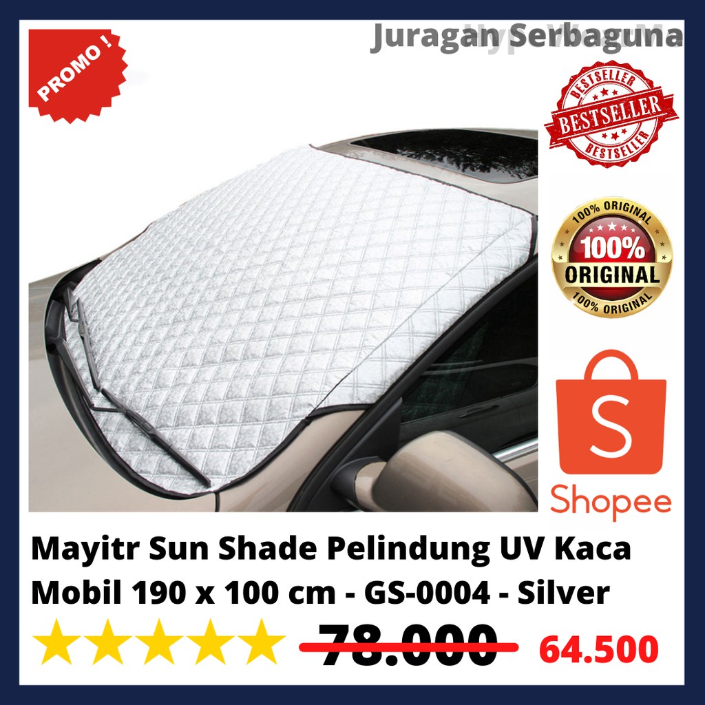 Mayitr Sun Shade Pelindung UV Kaca Mobil 190 x 100 cm - Warna Silver