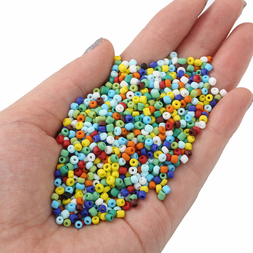 About 700pcs 3mm Glass Frosted beads Nail Art Crushed Glass Stones Jewelry Making DIY Jewelry Accessories with Hole 1mm