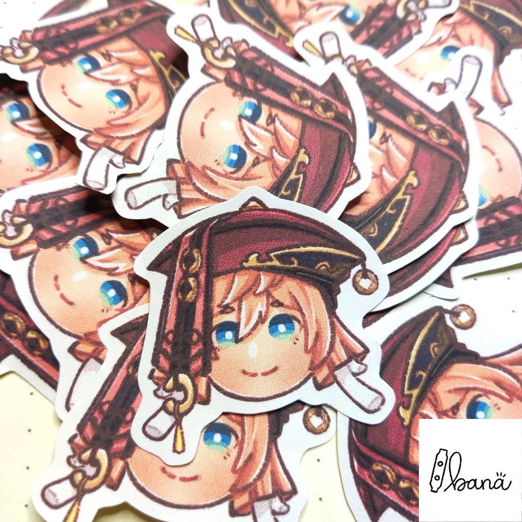

Stiker YANFEI Genshin Impact (isi 4 pcs) Non-Waterproof stiker mini BIJIAN | BANA