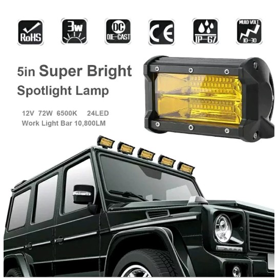 Lampu LED Sorot Offroad 72Watt KECIL Kuning WORKING LIGHT CREE 72 WAT - Kuning