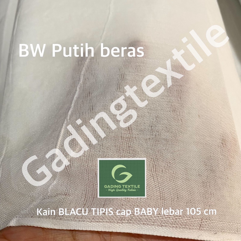 ( per 1 roll ) kain BELACU tipis BLACU cap BABY warna BW putih bersih lebar 105 cm rollan polyester bahan kantong celana furing lapisan sofa kursi craft kerajinan kelambu tas sovenir souvenir goodie bag tirai hordeng horden gorden dekorasi dekor