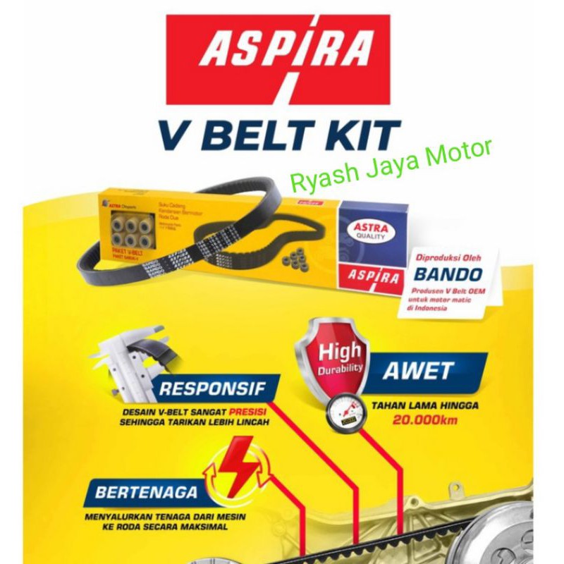 Paket v-belt vario karburator/CBS aspira + kampas rem depan belakang aspira for vario karburator/CBS