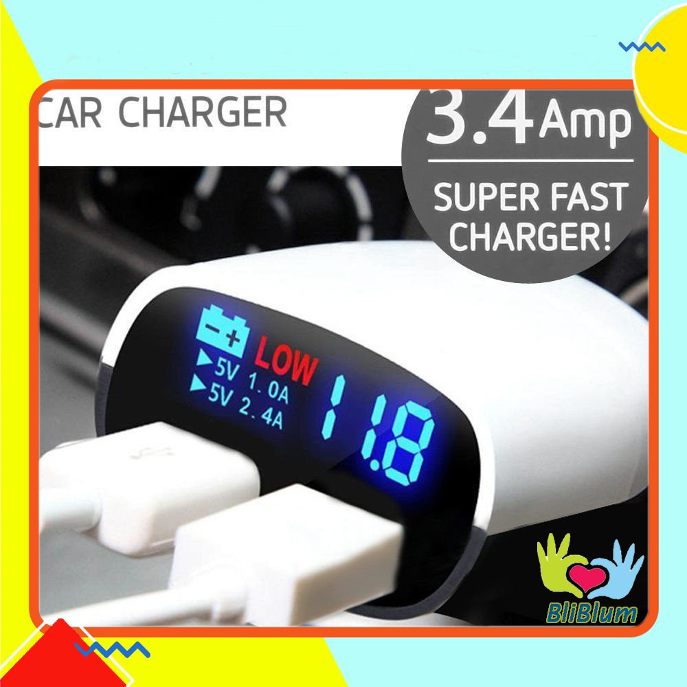 CHARGER MOBIL FAST CHARGING SUPER FAST CHARGER LED DUAL USB 3.4A