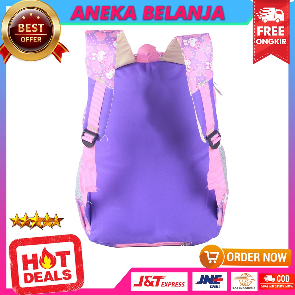 Tas Sekolah Anak Hello Kitty Pink Variasi Ungu Bonus Tempat Pensil Raincover Bahan Impor Ransel Anak Cewek Lucu Imut Motif Boneka Free Raincover Tas My Melody Kitty Sekolah TPA TPQ Korean Style Tas Anak Cewek Impor