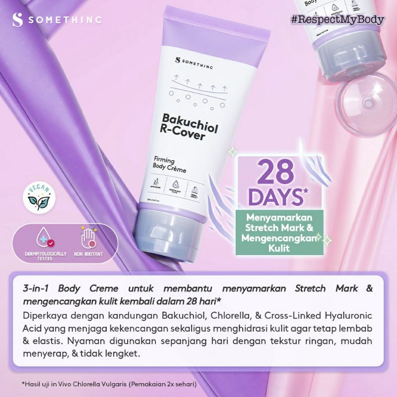 Somethinc Bakuchiol R-Cover Firming Body Crème - Krim Penghilang Stretch Mark