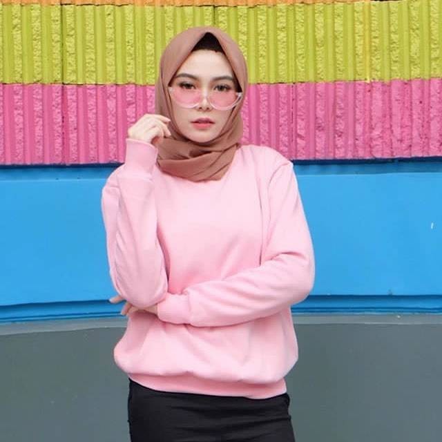 SWEATER_ID Sweater Polos Crewneck Pink Baby Pria Wanita Fleece Tebal Premium