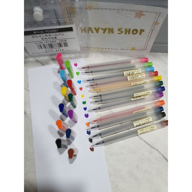 (12pc) pen gel warna warni YOUMEI/gel pen warna warni-2