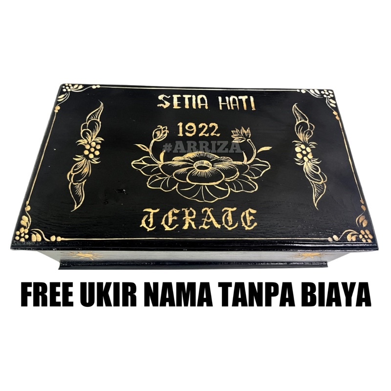 KOTAK MORI PSHT KAYU JATI (FREE UKIR NAMA) + GEMBOK KUNCI / TEMPAT PENYIMPANAN SABUK PENCAK SILAT SETIA HATI TERATE 1922