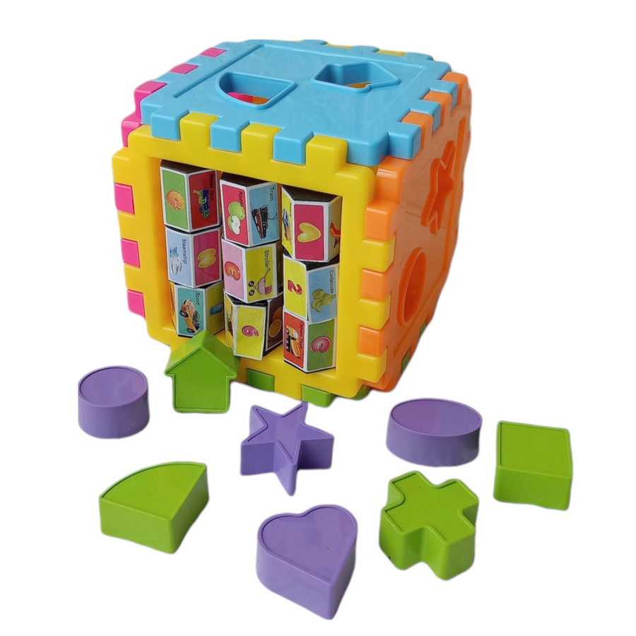 BIG SALE COD  Mainan Anak Edukasi Multifungsi Belajar Mengenal Huruf Angka Balok Puzzle Kubus Balok Mencocokkan Bentuk Mainan Aktifitas Anak Bayi Balita BTG 801- kado Anak Perempuan Laki-laki Usia 2 3 4 5 6 Bulan 1 2 3 Tahun Edukasi ST