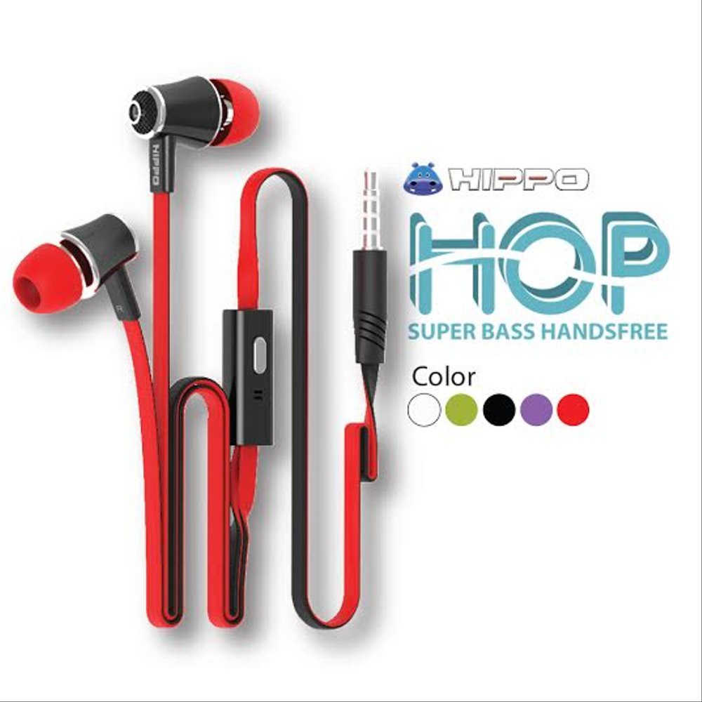 Headset Hippo HOP Super Bass Handsfree Earphone For XiaoMi Oppo Vivo Samsung Iphone Lenovo Asus Sony