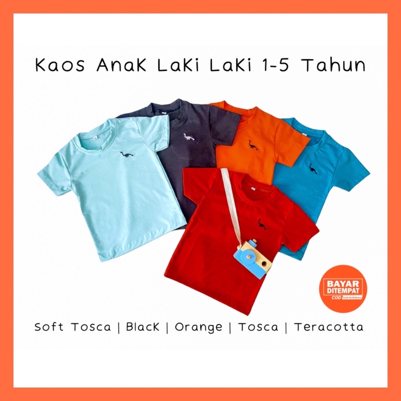 Kaos Anak Laki Laki Cowo 1 2 3 4 5 Tahun Baju Anak Kaos Polo Anak T-shirt Anak Atasan Lengan Pendek Anak Laki Laki Motif Dinosaurus