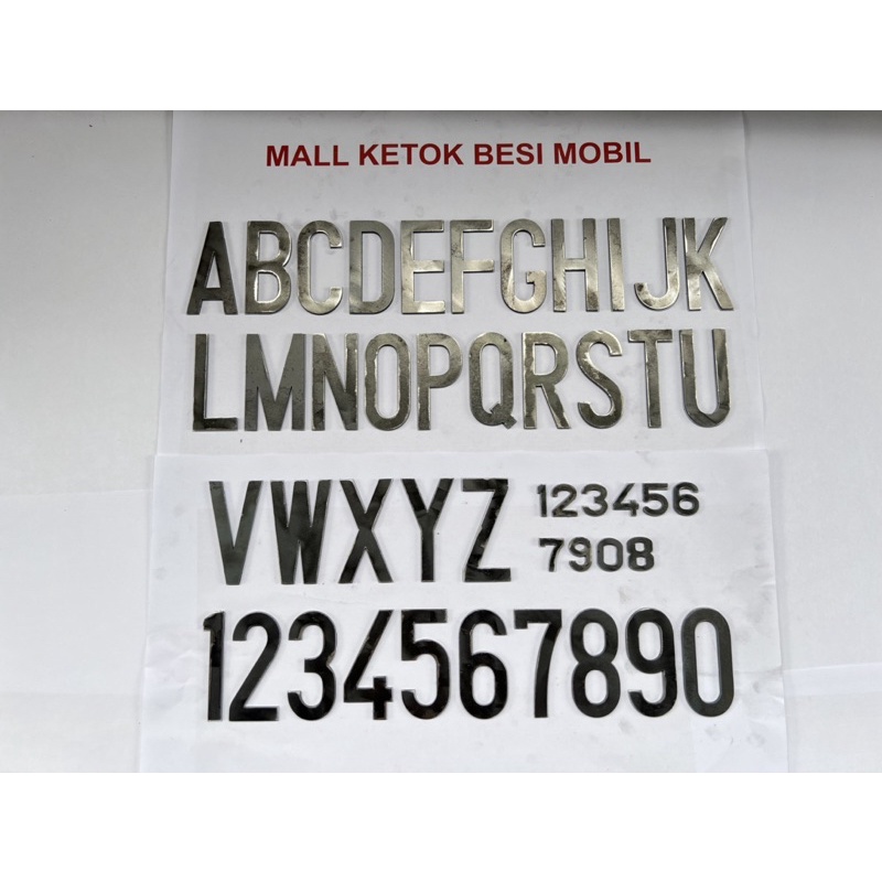 Mall Huruf Plat Mobil Font Standart Bahan Besi