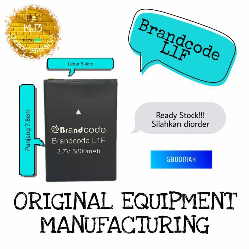 BATERAI ORIGINAL BrandCode L1F/Prince Mobile PC12 (pjg 7.8cm lbr 5.5cm)