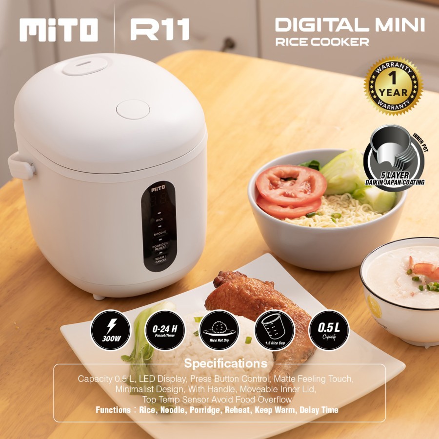 Rice Cooker Mini Digital Mito R11 Kapasitas 0,5 Liter 300 Watt