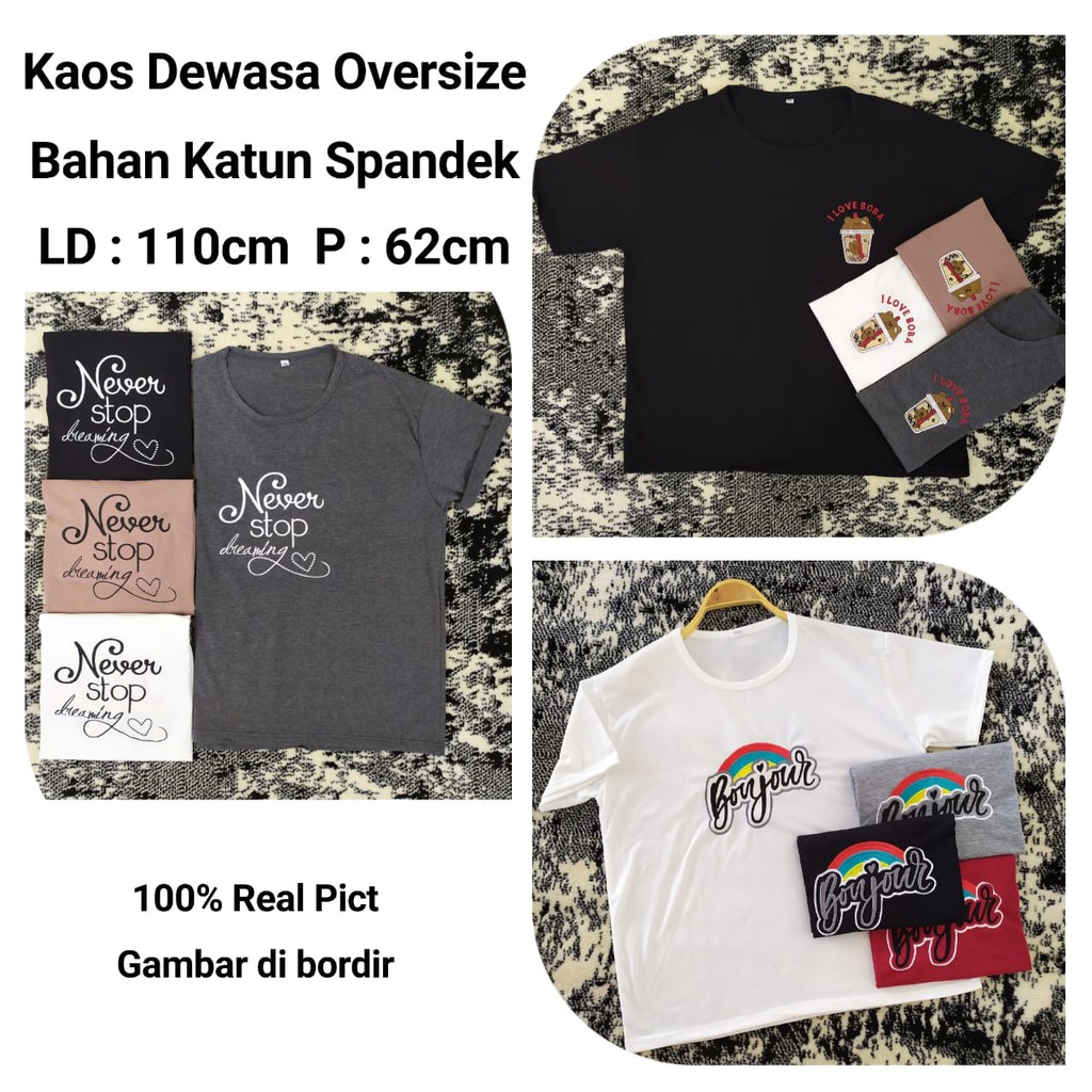 Kaos Over Size Jumbo Big Size Wanita Dewasa Bordir LD Kaos Over Size Jumbo Big Size Wanita Dewasa Bordir LD
