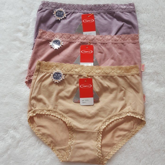 PROMO Isi 3 Pcs Celana Dalam Renda Wanita Sorex Super Soft Original Termurah (Standar dan Big Size) Art 1171 / Daleman Wanita Branded Segitiga Motif Polos / Panty Bikini Motif Renda / Pakaian DalamSantai Perempuan / Bisa bayar ditempat