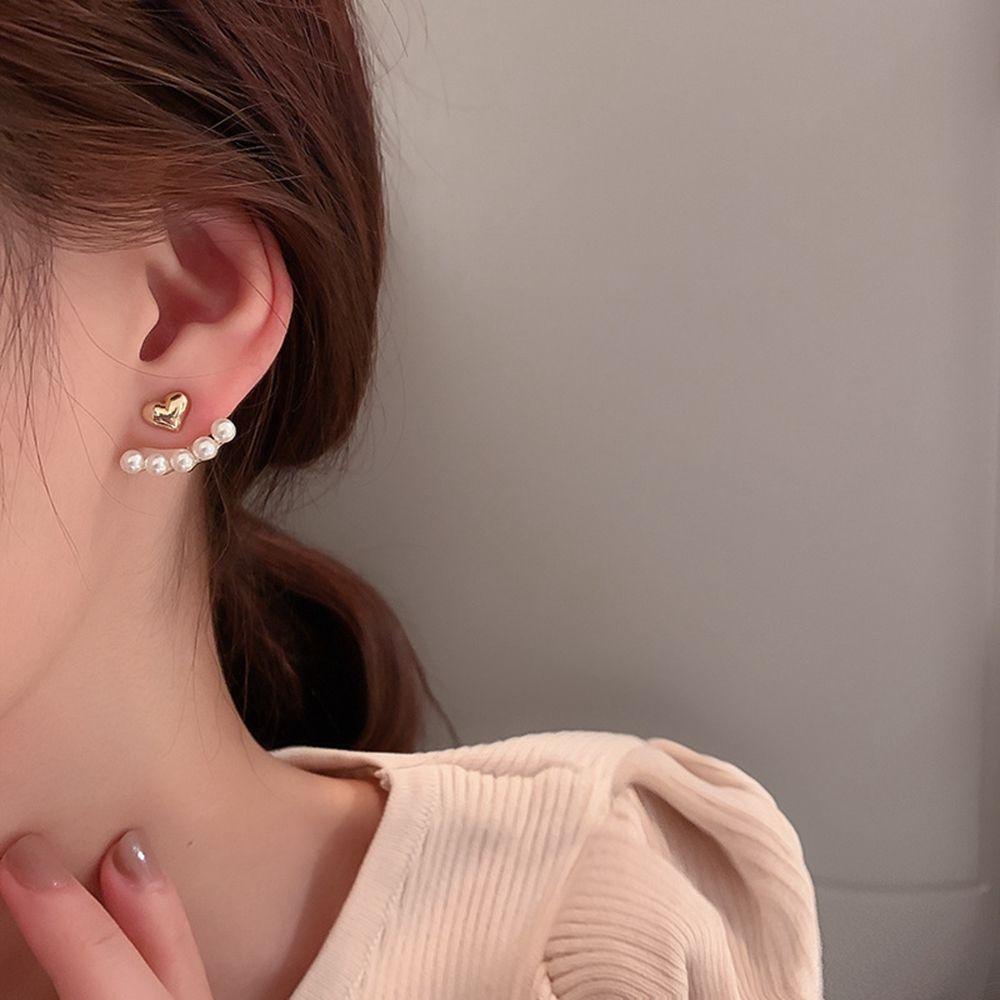 [Elegan] Anting Mutiara Anting Manis Romantis Wanita Perancis Rumbai Berlian Imitasi Anting Perempuan