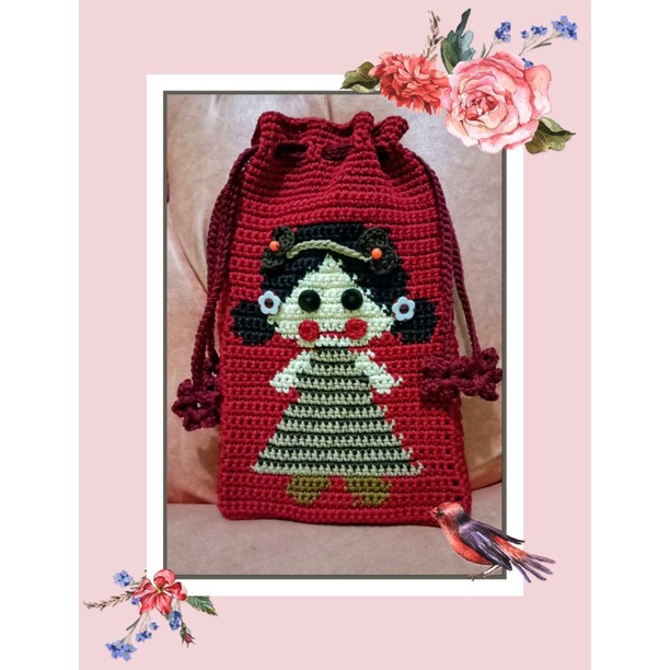 Pouch HP rajut serut/Dompet Rajut Serut/Tapestry