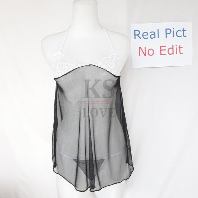 Sexy Lingerie Baju Tidur Sexy Transparan Termurah - Hitam